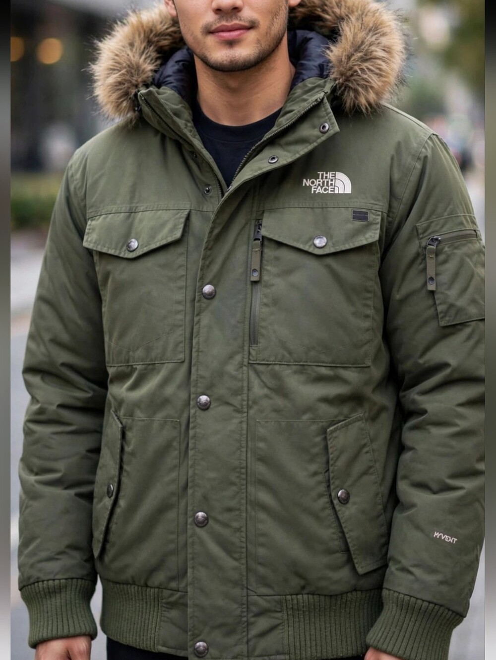 The North Face Down Bomber Winter Jacket Men's Large - Olive Green